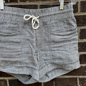 Athleta Cabi Linen 4” Oatmeal Beige Shorts Size 4 Coastal Nautical Summer Casual